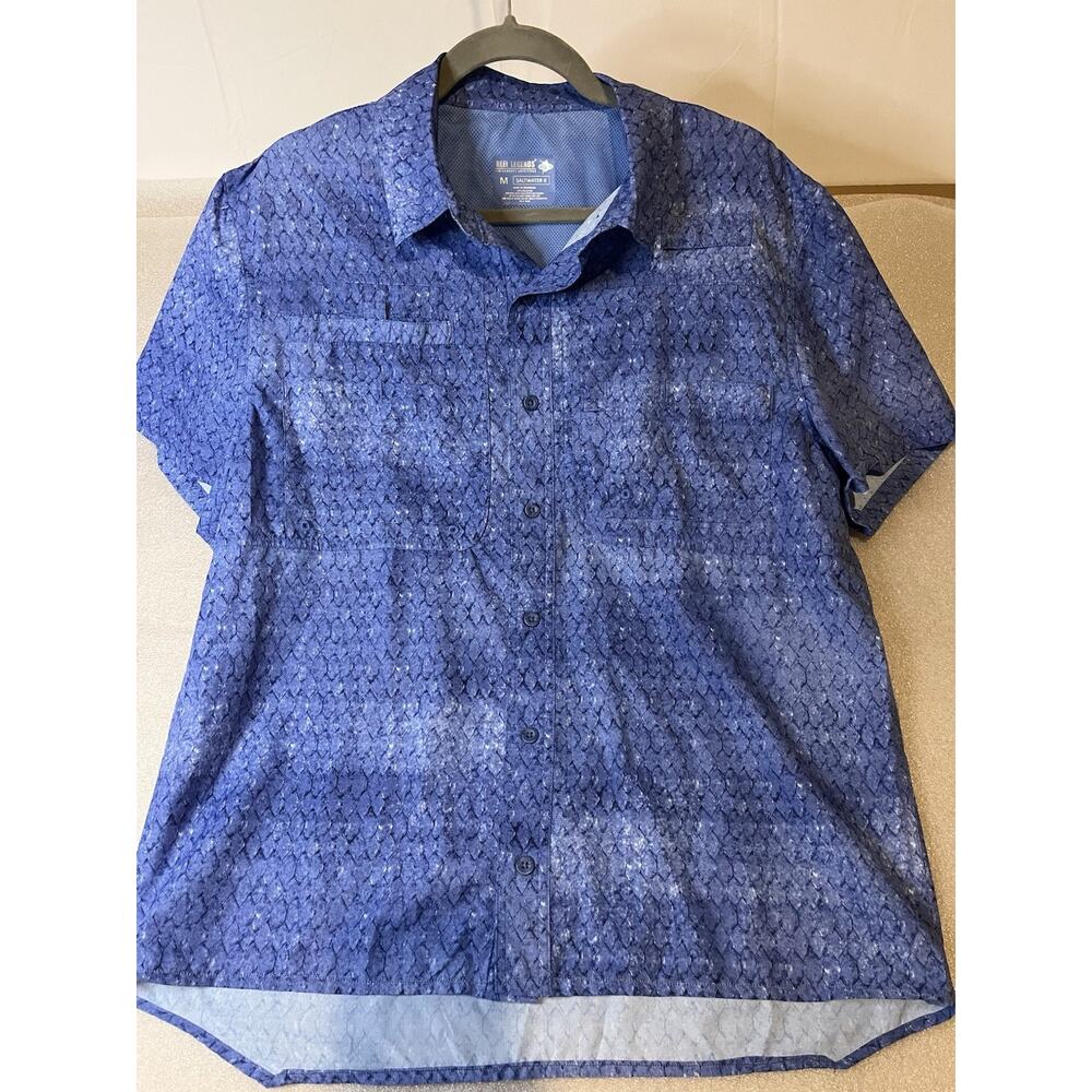 Reel Legends Performance Salt Water‎  ll Blue Short Sleeve Shirt Medium Fishing